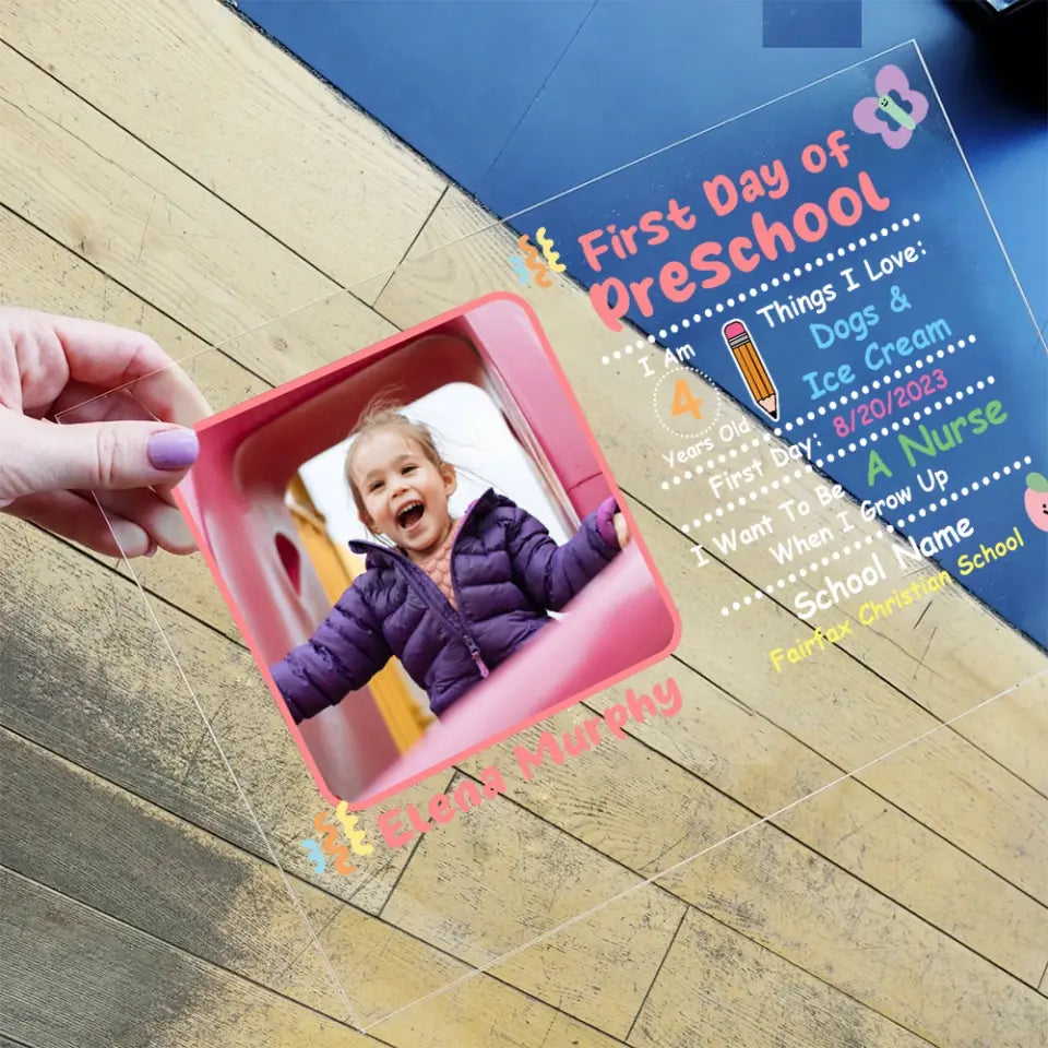 First Day Of School Acrylic Plaque With Base Gift For Kids