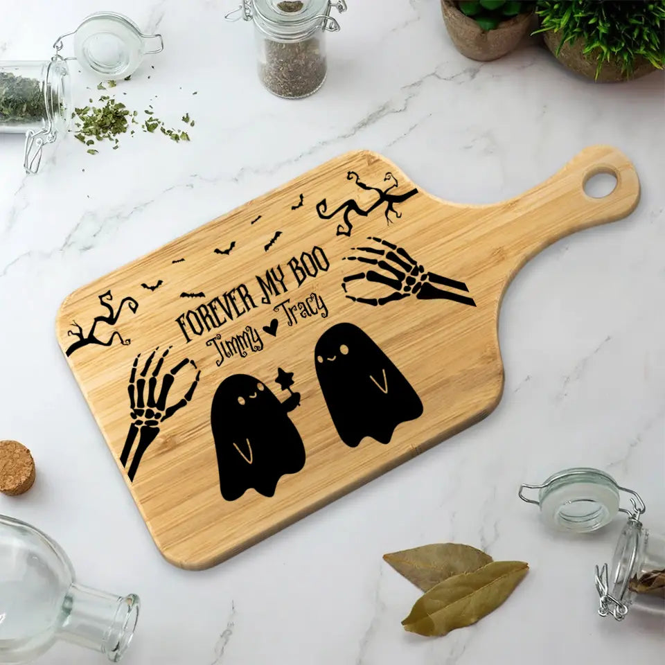 Forever My Boo Custom Wood Cutting Board Halloween Gifts For Couple