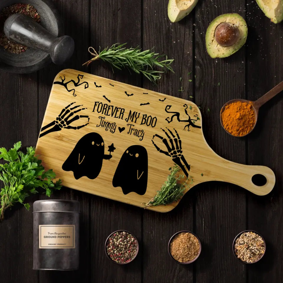 Forever My Boo Custom Wood Cutting Board Halloween Gifts For Couple