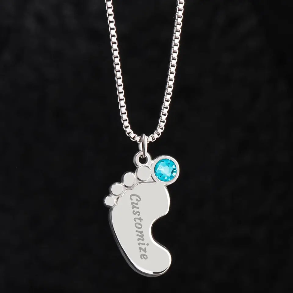 To My Wife On Your Pregnancy - Custom Baby Feet Necklace with Birthstone - Pregnancy Gift | 308IHPLNJE944