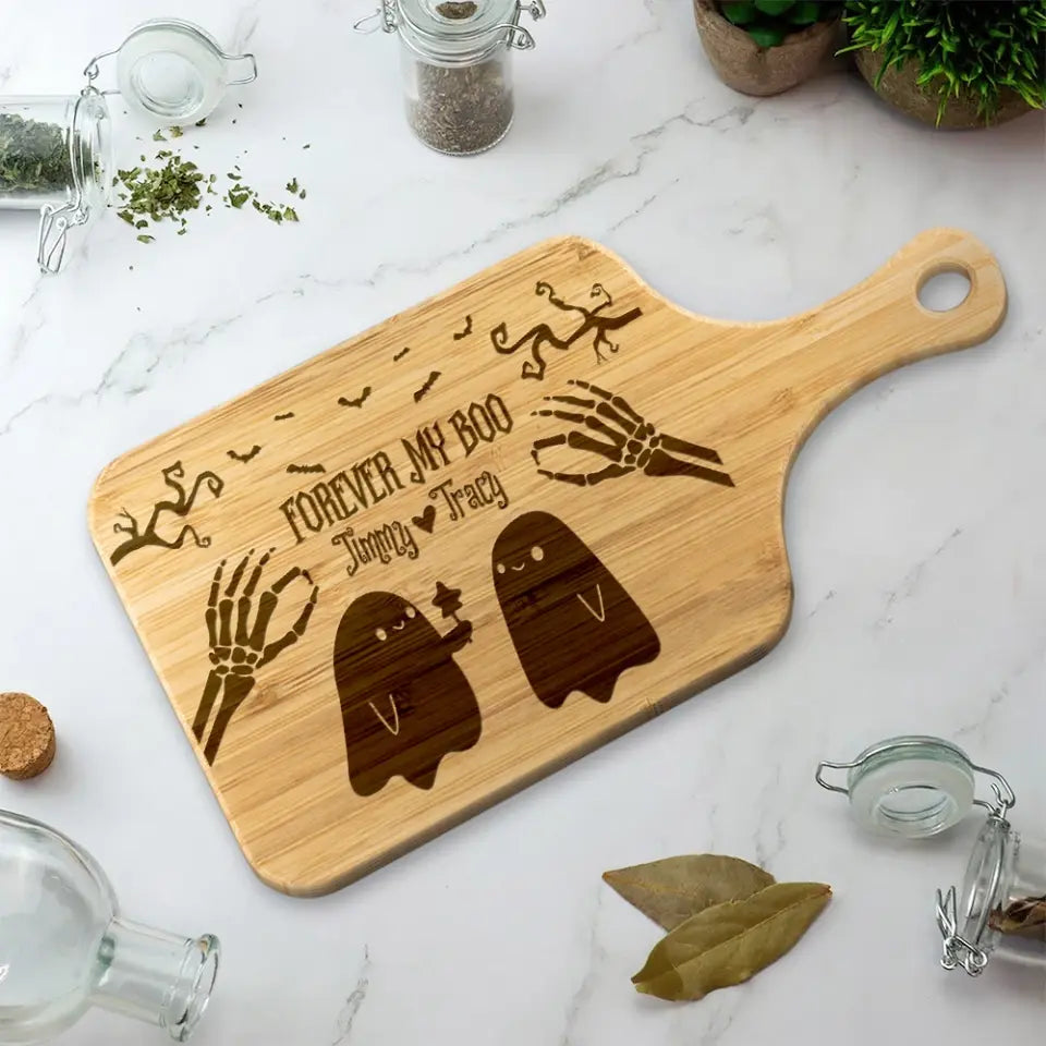 Forever My Boo Custom Wood Cutting Board Halloween Gifts For Couple