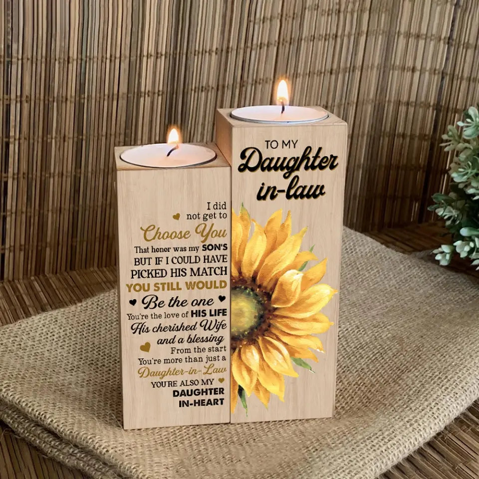 Sunflower Letters To Daughter In Law Wooden Candle Holder Wedding Gift