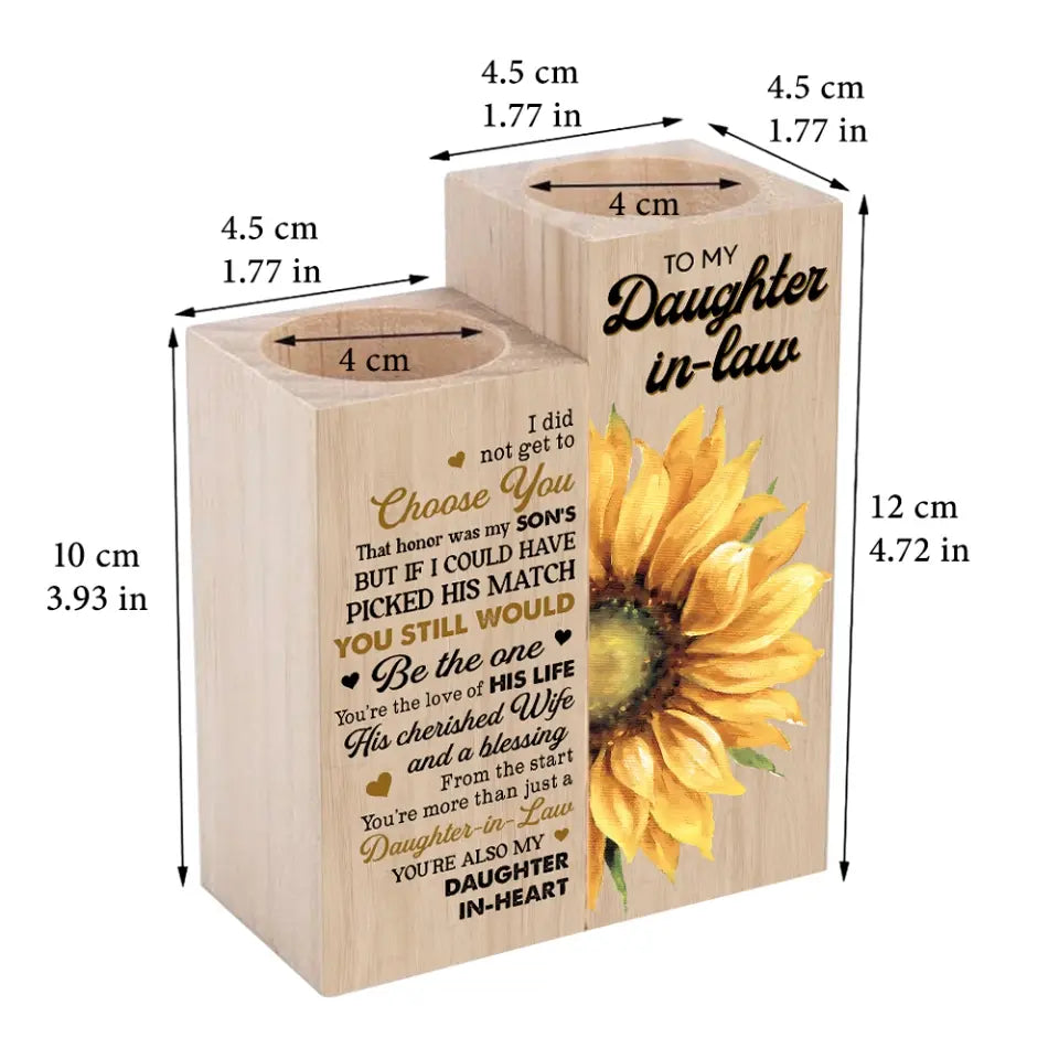 Sunflower Letters To Daughter In Law Wooden Candle Holder Wedding Gift