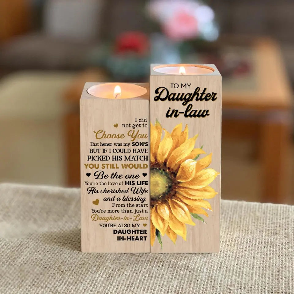 Sunflower Letters To Daughter In Law Wooden Candle Holder Wedding Gift