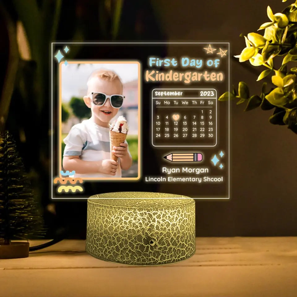 First Day Of School Personalized 3D LED Light Gift For Kids Children