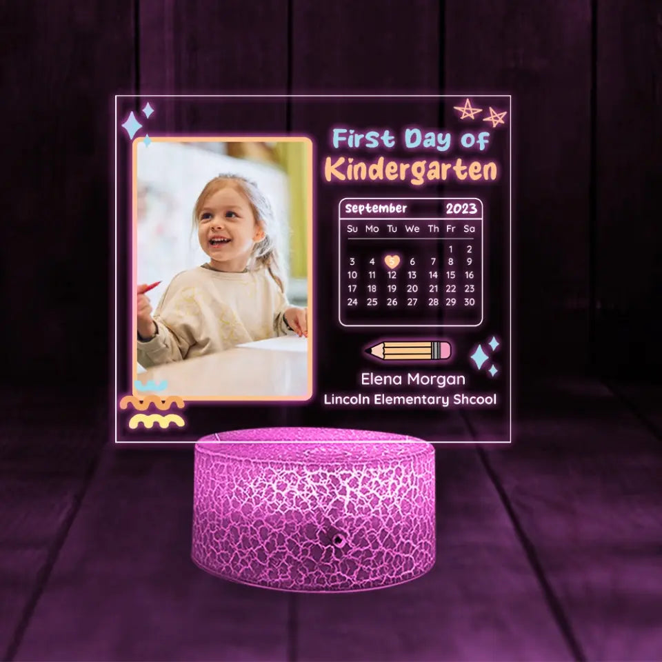 First Day Of School Personalized 3D LED Light Gift For Kids Children