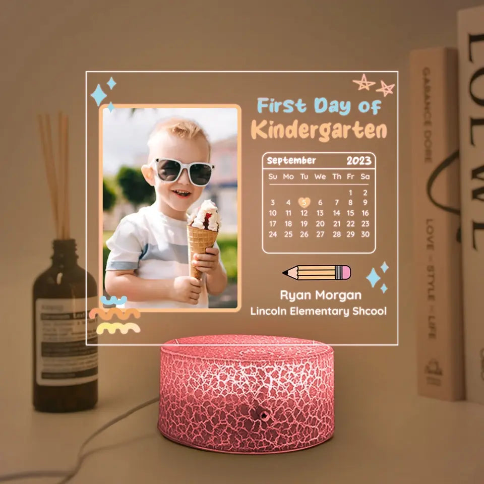 First Day Of School Personalized 3D LED Light Gift For Kids Children