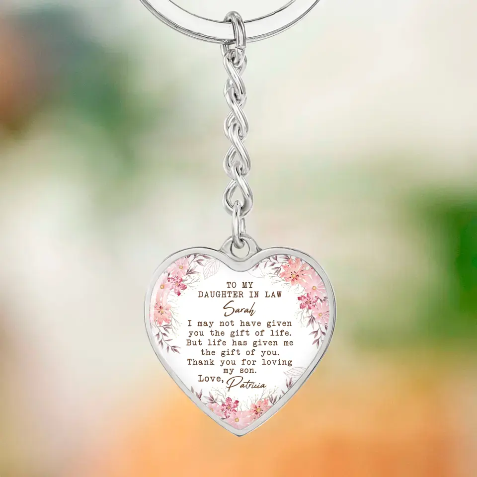 To My Daughter In Law Thank You For Loving My Son Personalized Necklace Keychain Anniversary Gift
