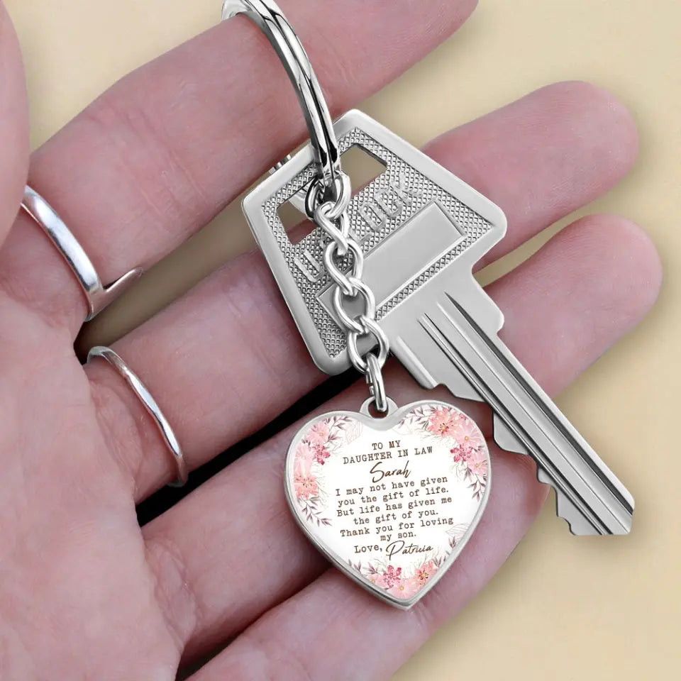 To My Daughter In Law Thank You For Loving My Son Personalized Necklace Keychain Anniversary Gift