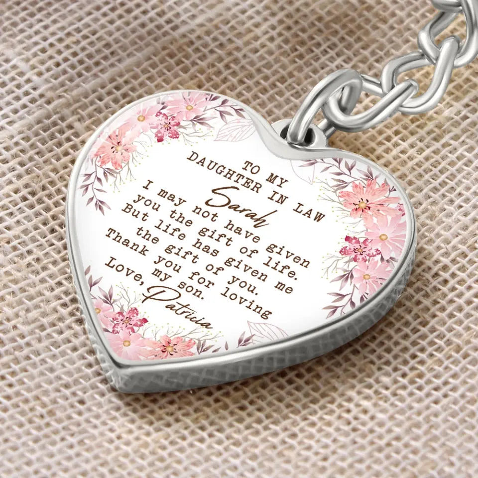 To My Daughter In Law Thank You For Loving My Son Personalized Necklace Keychain Anniversary Gift
