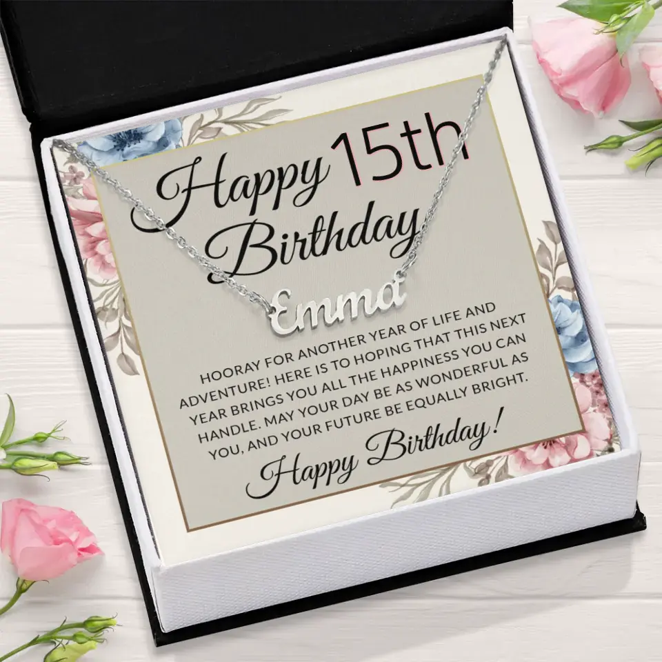 Hooray For Another Year Of Life And Adventure Personalized Name Necklace