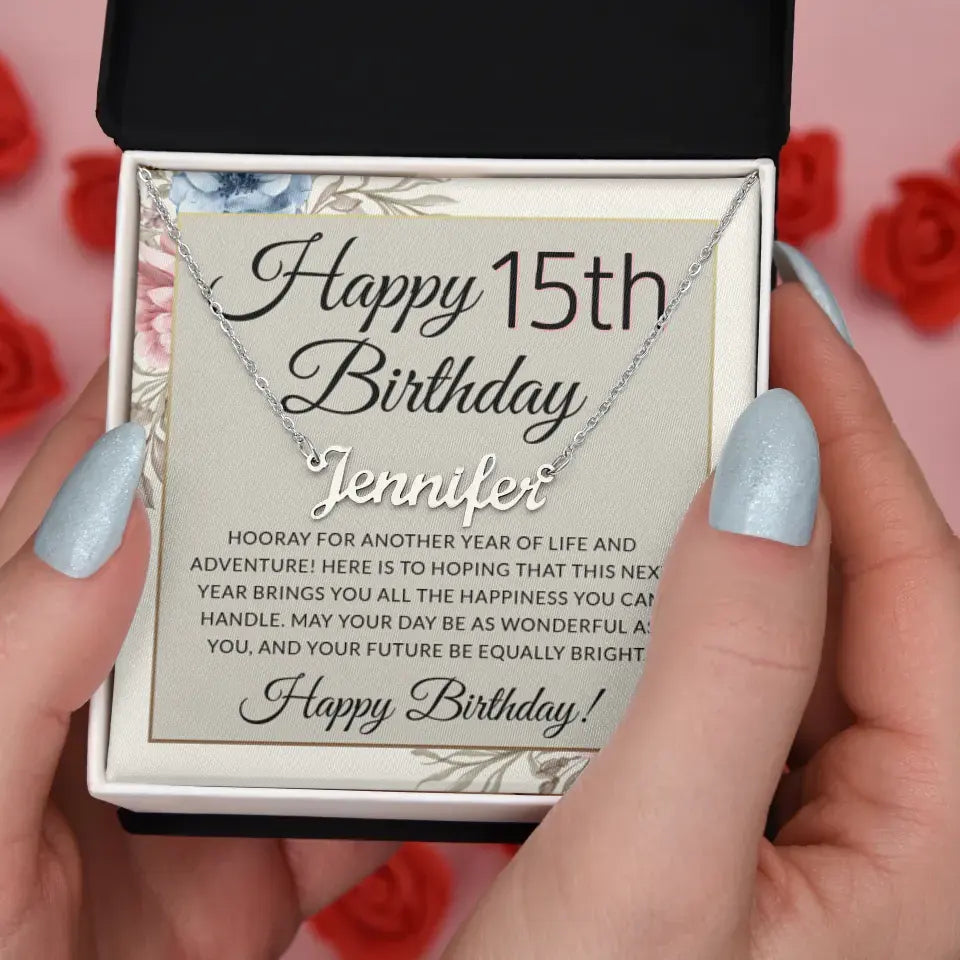 Hooray For Another Year Of Life And Adventure Personalized Name Necklace