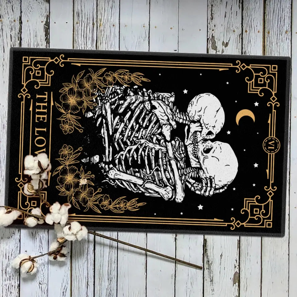 The Lovers Tarot Card Skeleton - Doormat - Halloween Gift For Wedding Couple