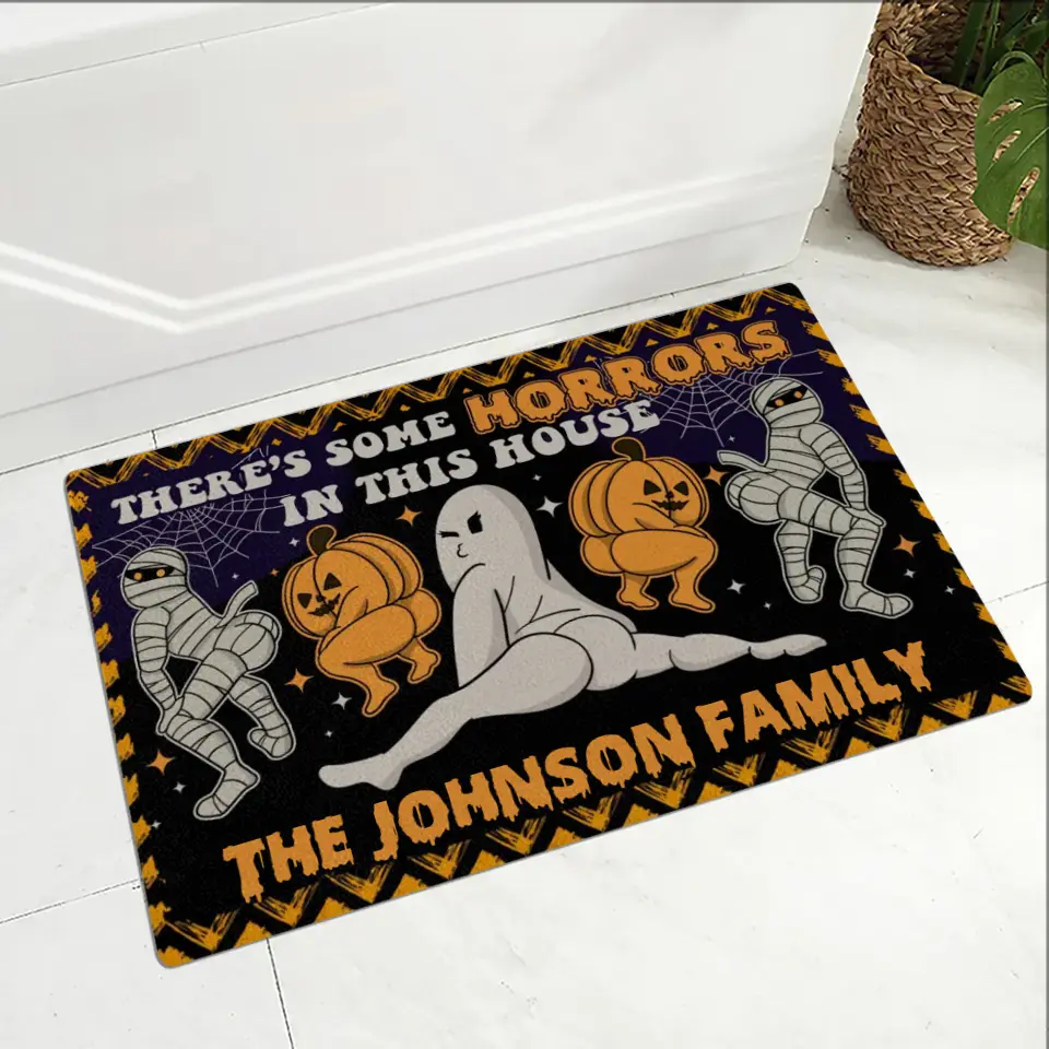 There's Some Horrors In This House - Personalized Family Name Doormat - Custom Halloween Decor - Gift for Family, Friends