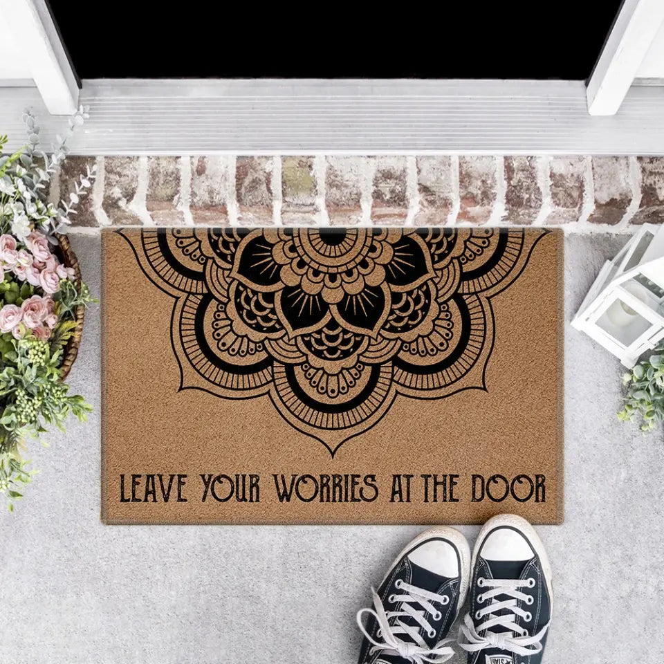 Leave Your Worries At The Door, Doormat, Gift for Spiritual People Yoga Lovers | 309IHPBNRR149
