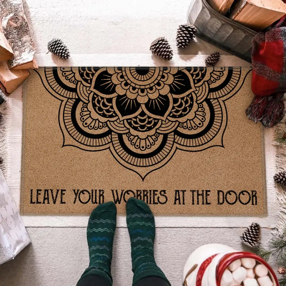 Leave Your Worries At The Door, Doormat, Gift for Spiritual People Yoga Lovers | 309IHPBNRR149