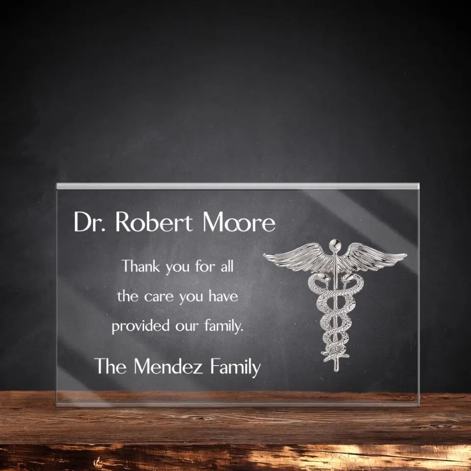 Thank You For All The Care, Rectangle Shape Acrylic Plaque, Thank You Gift For Doctor | 308IHPLNAP929