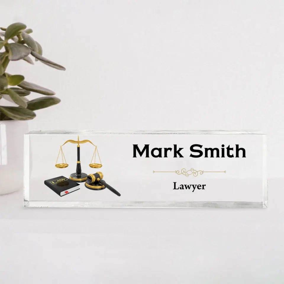 Attorney Glass Office Desk Personalized Acrylic Plaque