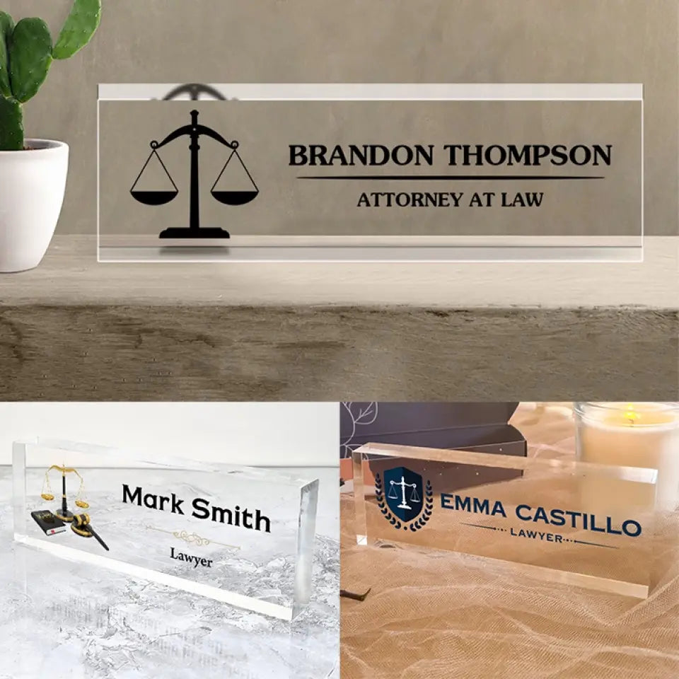 Attorney Glass Office Desk Personalized Acrylic Plaque