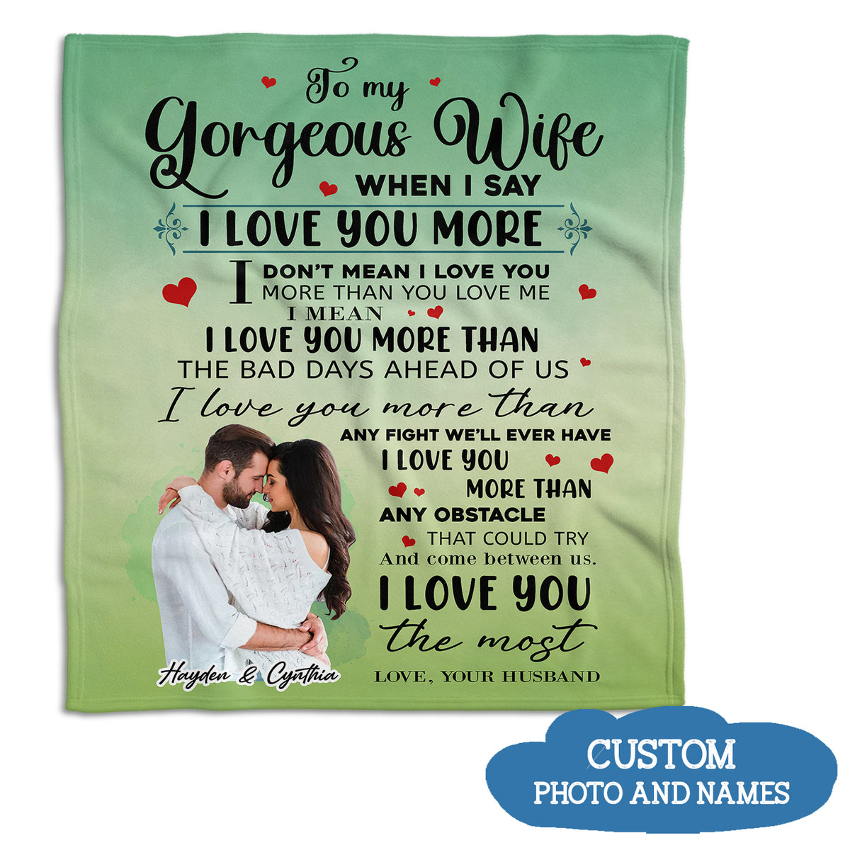 To My Gorgeous Wife, When I Say I Love You More Blanket