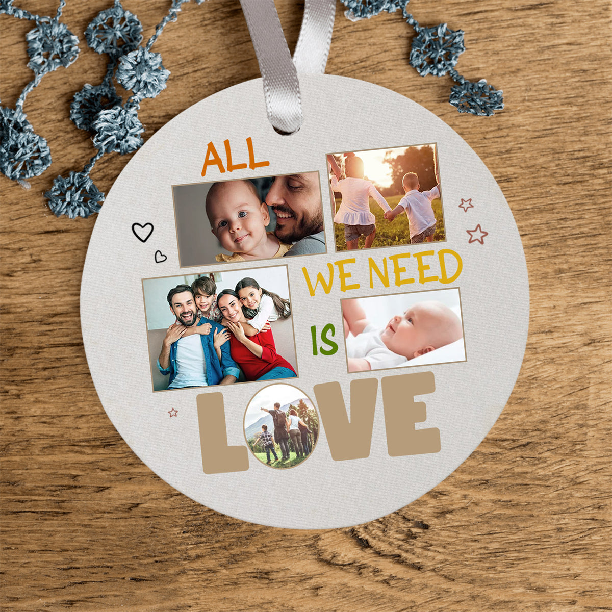 couple personalized photo christmas ornament