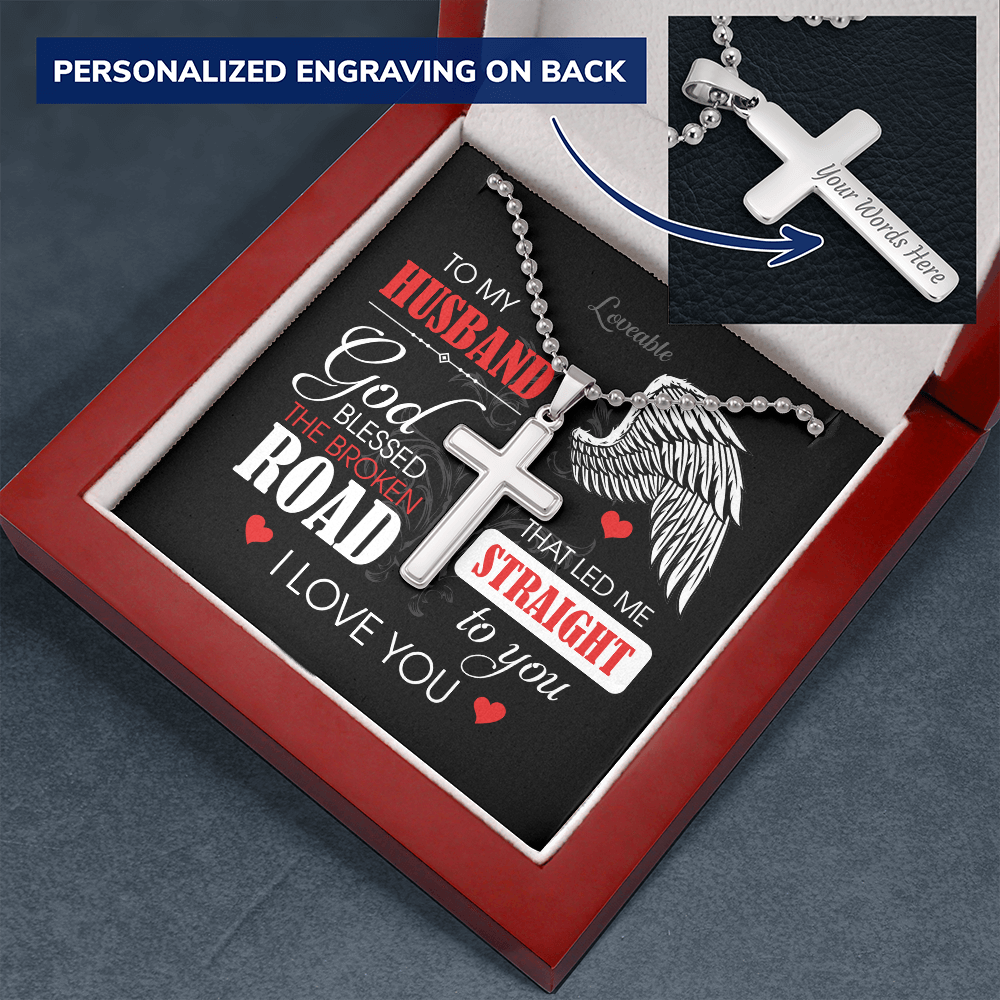 Necklace with god bless the brocken road for my love