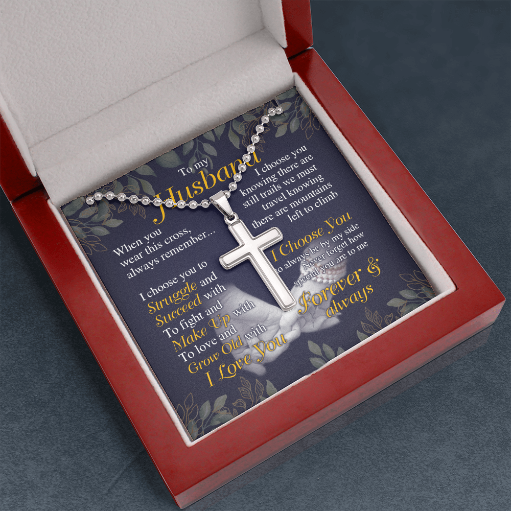 men's stainless steel necklace with cross