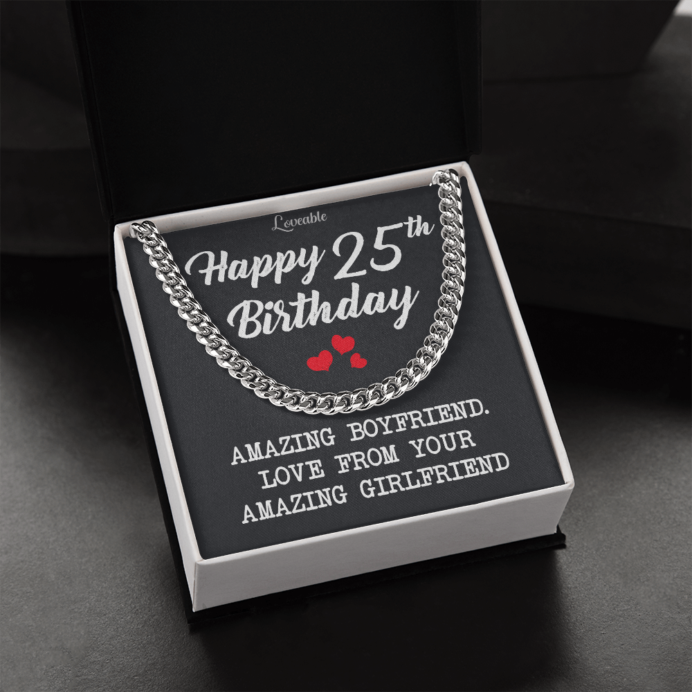 Happy 25th Birthday Personalized Man Chain Birthday Gift For Him