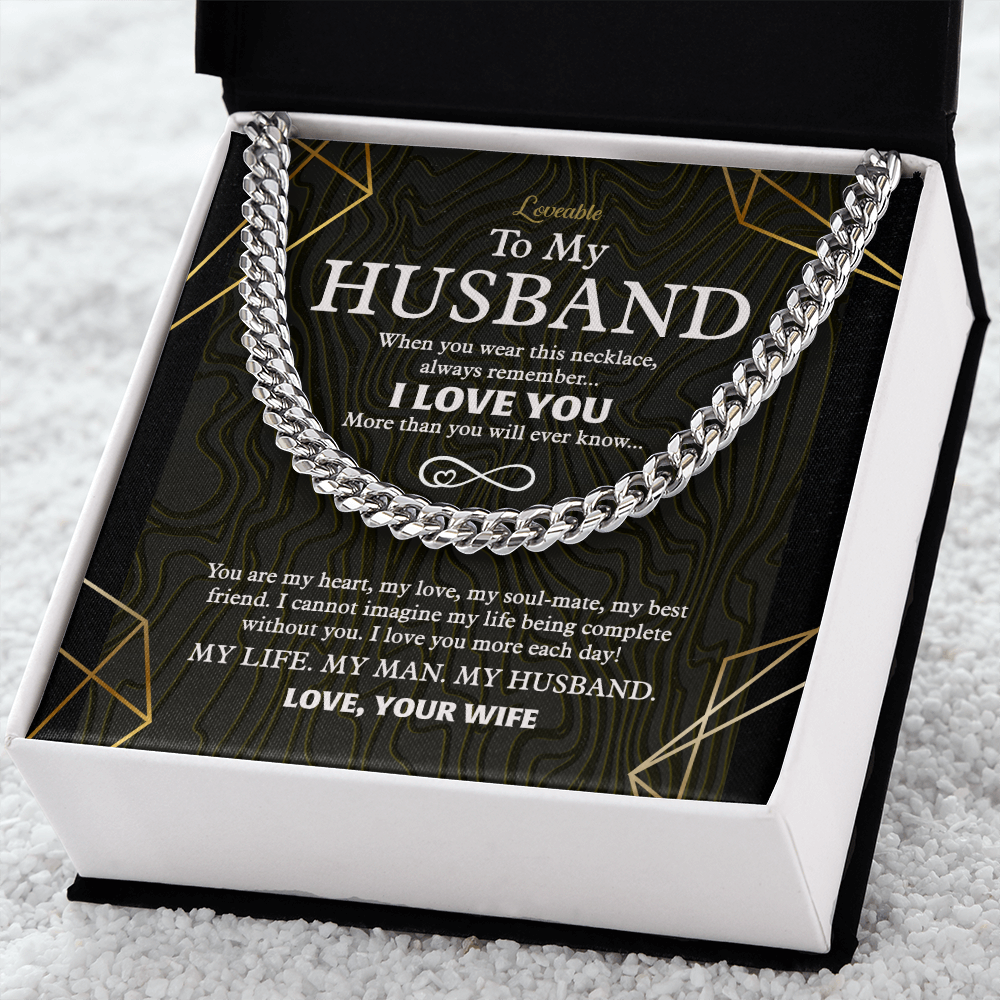 My Life, My Man, My Husband - Personalized Cuban Link Necklace
