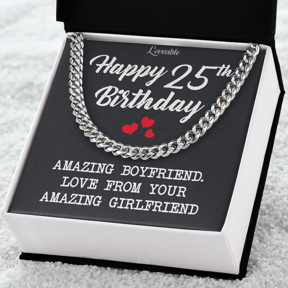 Happy 25th Birthday Personalized Man Chain Birthday Gift For Him