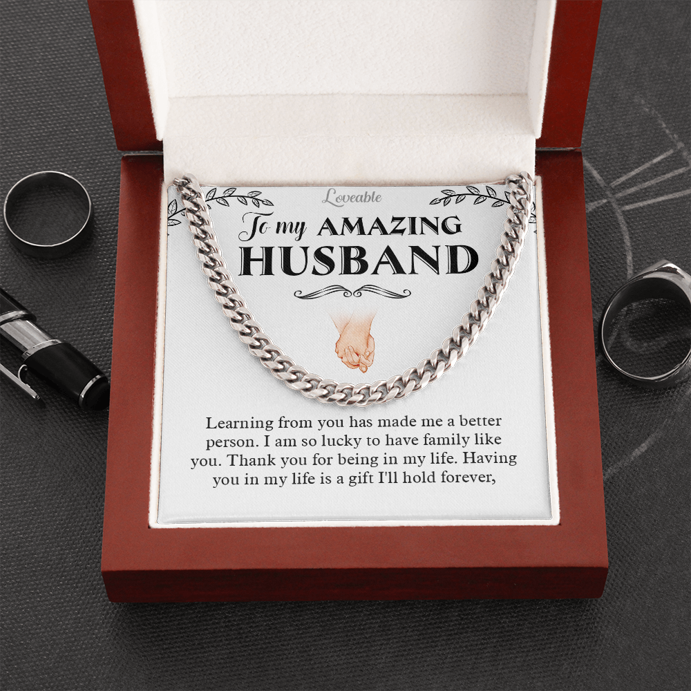 To My Amazing Husband Cuban Link Chain Best Birthday Gifts For Husband