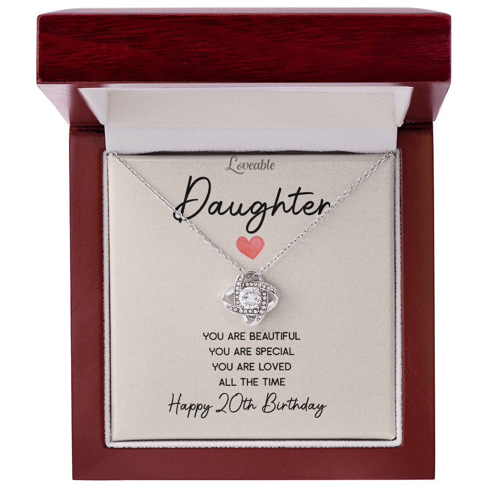 Happy 20th Birthday Gift for Daughter - Meaningful Necklace w/ Message Card