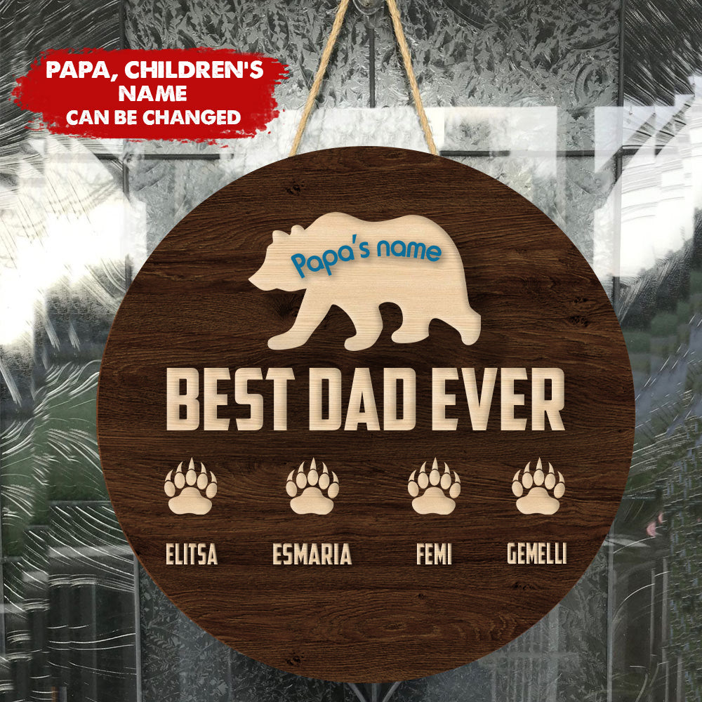 Top Dad Sign Best Dad Ever Personalized Wooden Sign - Loveable