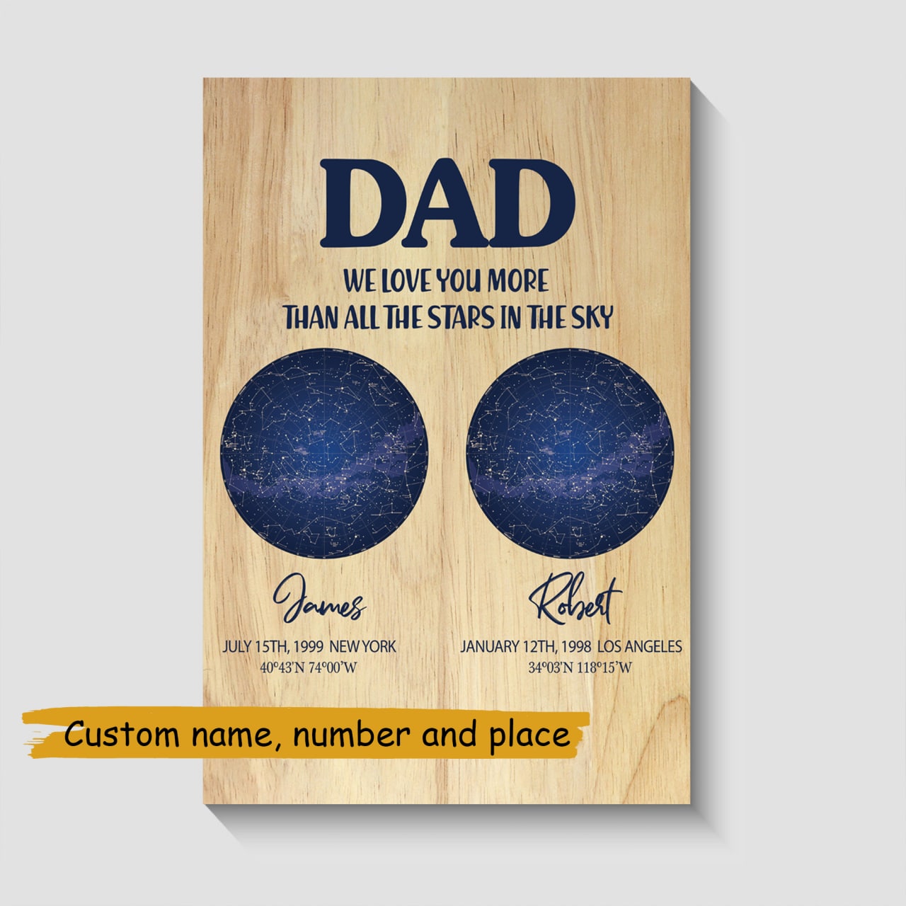 Dad We Love You More Than All The Stars In The Sky Personalized Canvas