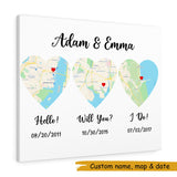 Canvas map With prints Name