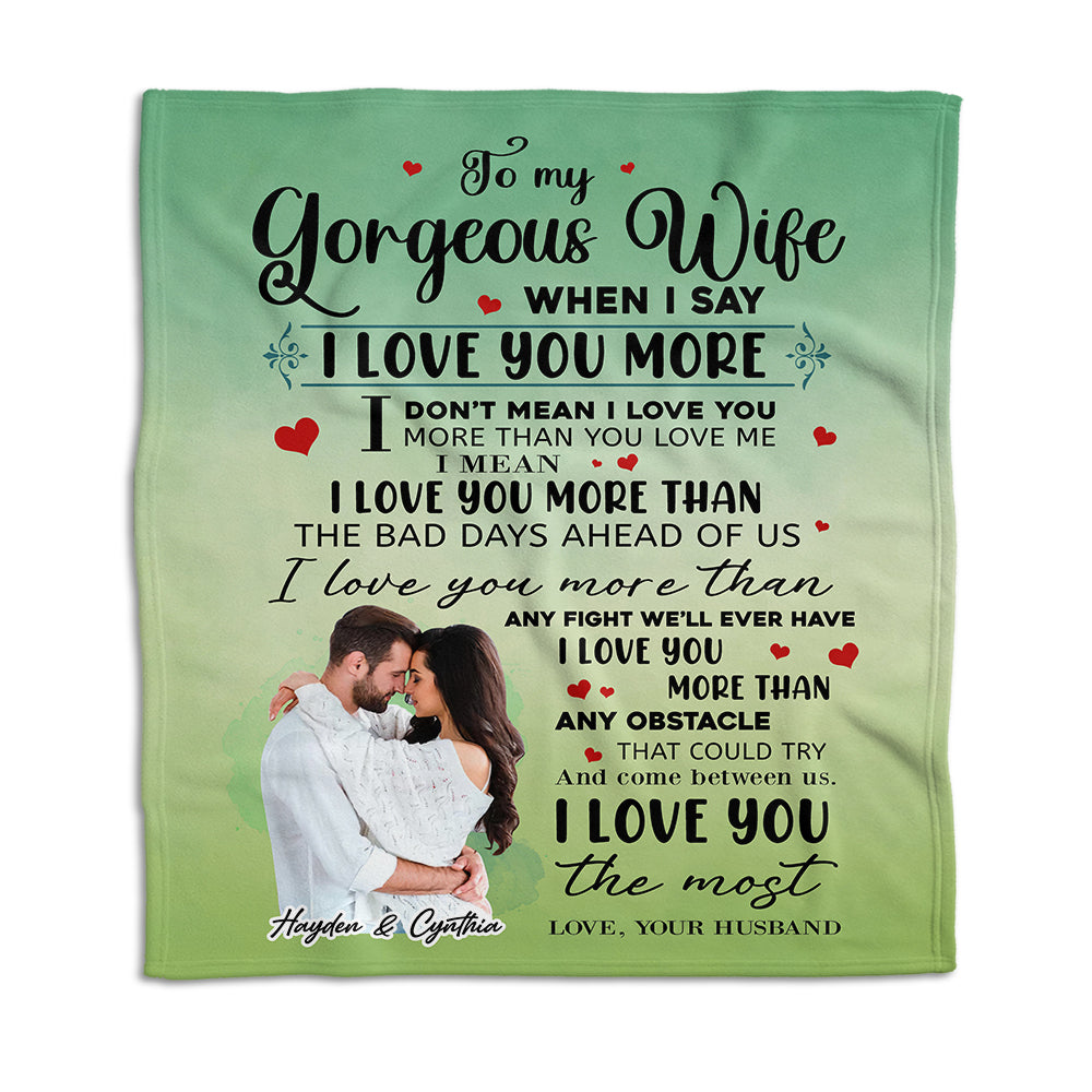 Love You More Customized Couple Photo Personalized Blanket