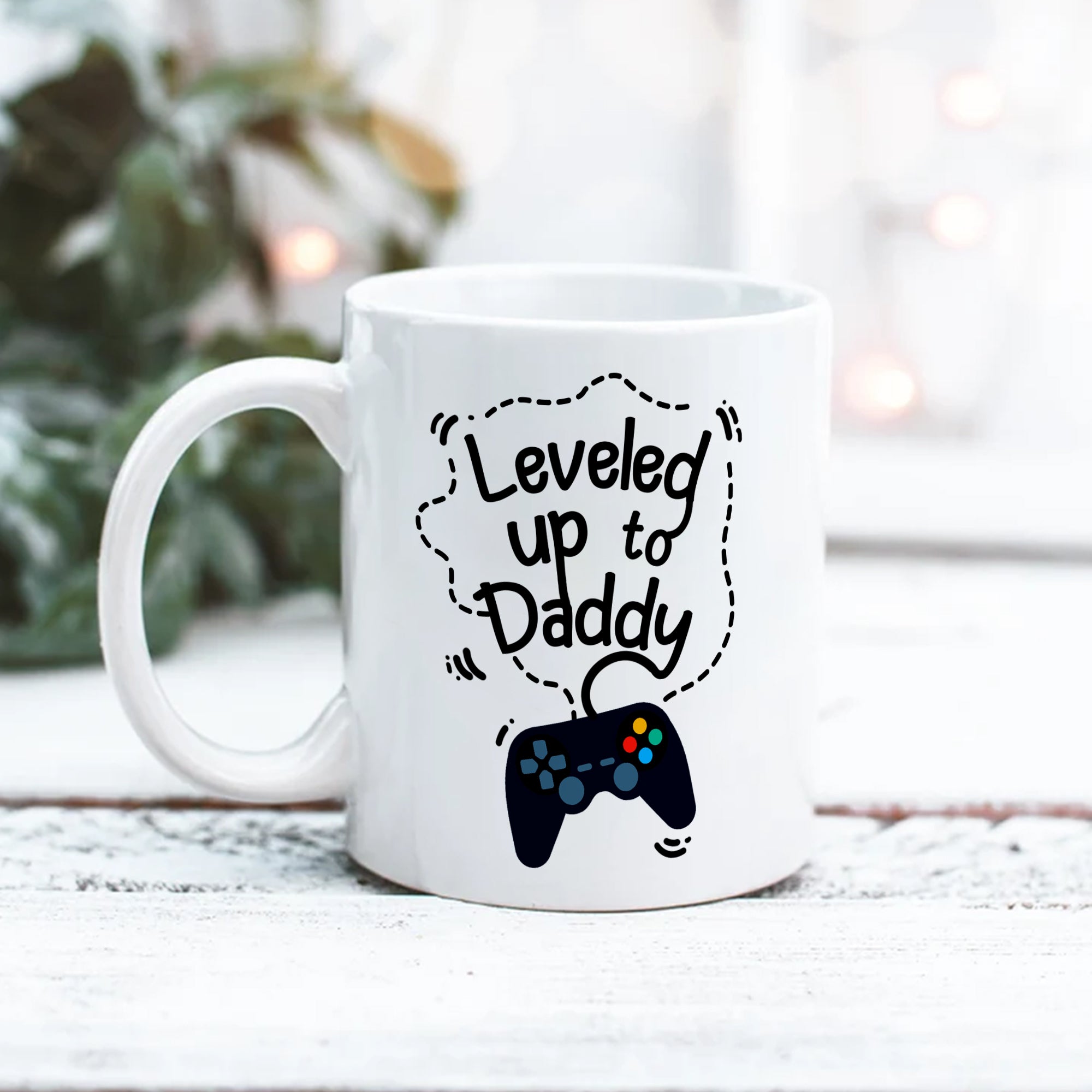 Leveled Up To Daddy Custom Photo Personalized Father's Day Mug