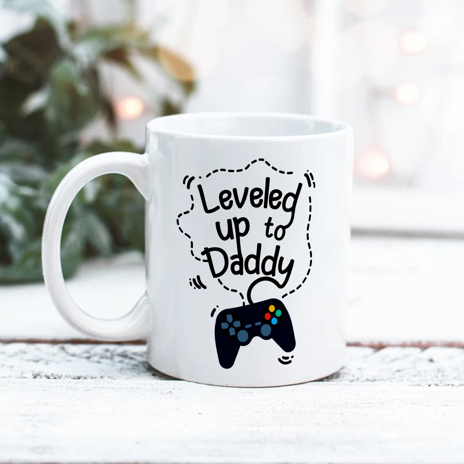 Leveled Up To Daddy Custom Photo Mug First Fathers Day Gift