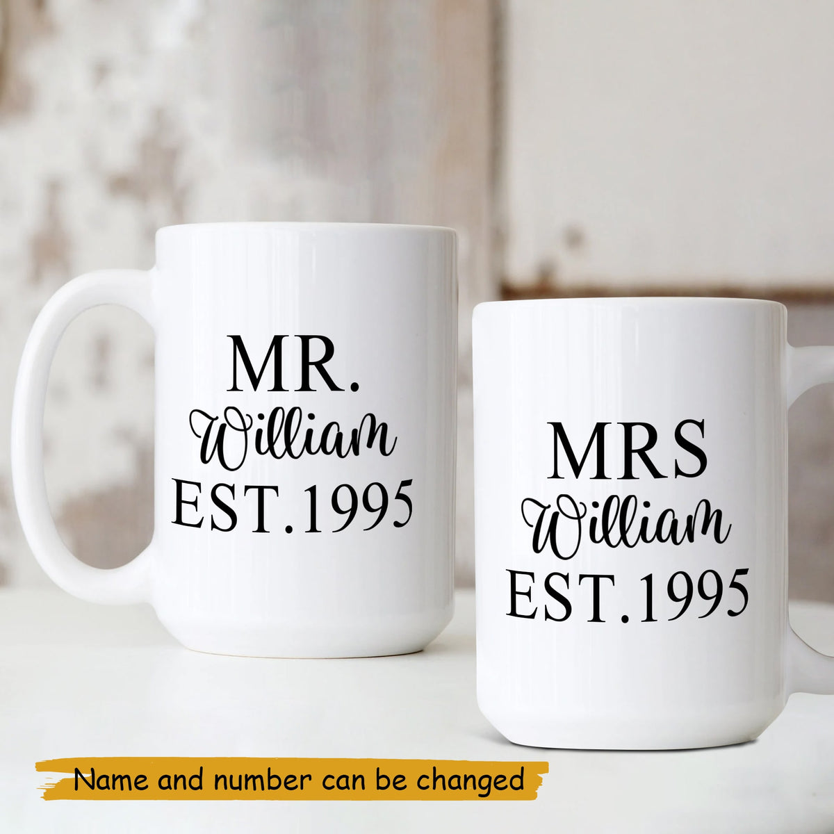 Mr & Mrs EST - Personalized Mug